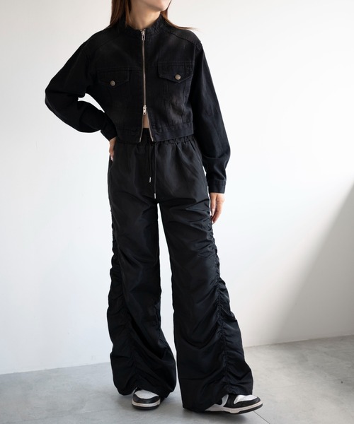 dispark（ディスパーク）の「DISPARK/Wジップクロップドバイカーデニムジャケット（デニムジャケット・レディース・ブルー系1/ブラック・FREE）」の6枚目の写真