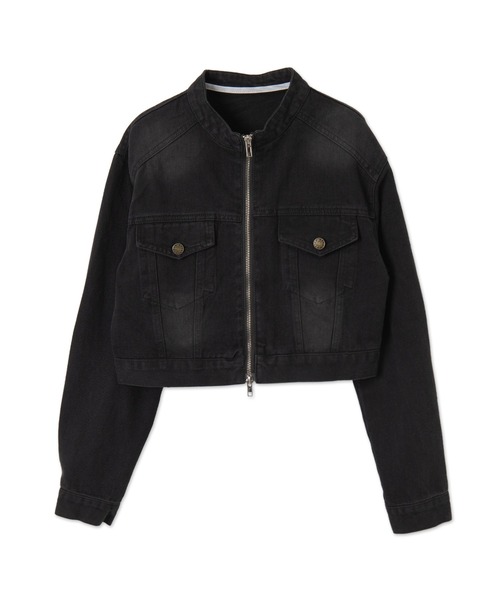 dispark（ディスパーク）の「DISPARK/Wジップクロップドバイカーデニムジャケット（デニムジャケット・レディース・ブルー系1/ブラック・FREE）」の13枚目の写真