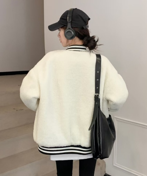 【セール】キルディング裏地付きボアブルゾン/ワンポイントボアジャケット/コート（ブルゾン）｜DIAVEL（ディアベル）