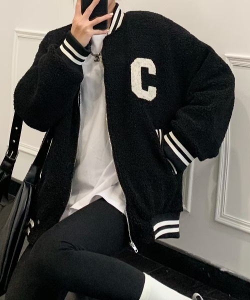 【セール】キルディング裏地付きボアブルゾン/ワンポイントボアジャケット/コート（ブルゾン）｜DIAVEL（ディアベル）