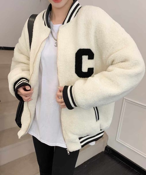 【セール】キルディング裏地付きボアブルゾン/ワンポイントボアジャケット/コート（ブルゾン）｜DIAVEL（ディアベル）