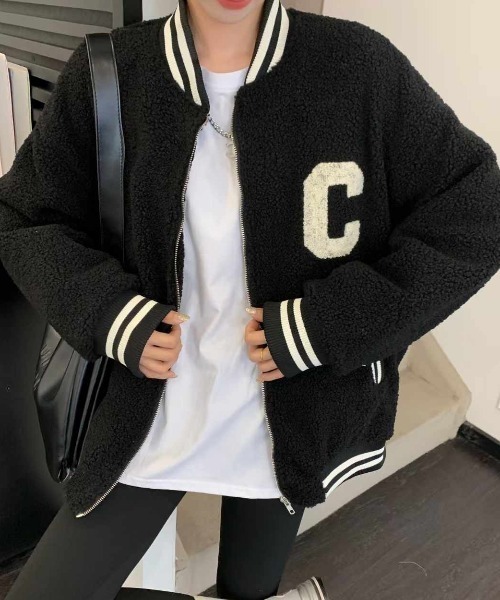 【セール】キルディング裏地付きボアブルゾン/ワンポイントボアジャケット/コート（ブルゾン）｜DIAVEL（ディアベル）