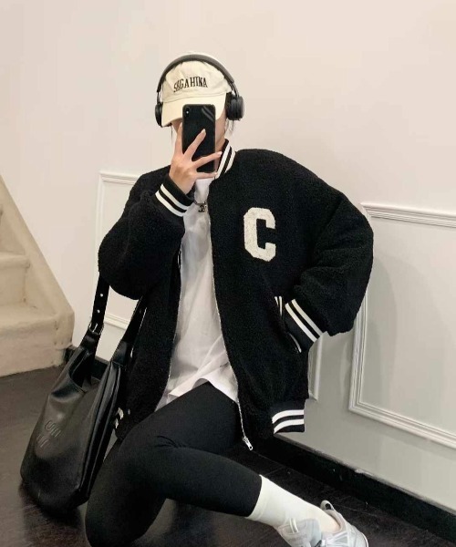 【セール】キルディング裏地付きボアブルゾン/ワンポイントボアジャケット/コート（ブルゾン）｜DIAVEL（ディアベル）