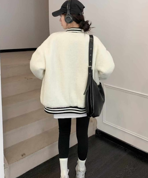 【セール】キルディング裏地付きボアブルゾン/ワンポイントボアジャケット/コート（ブルゾン）｜DIAVEL（ディアベル）