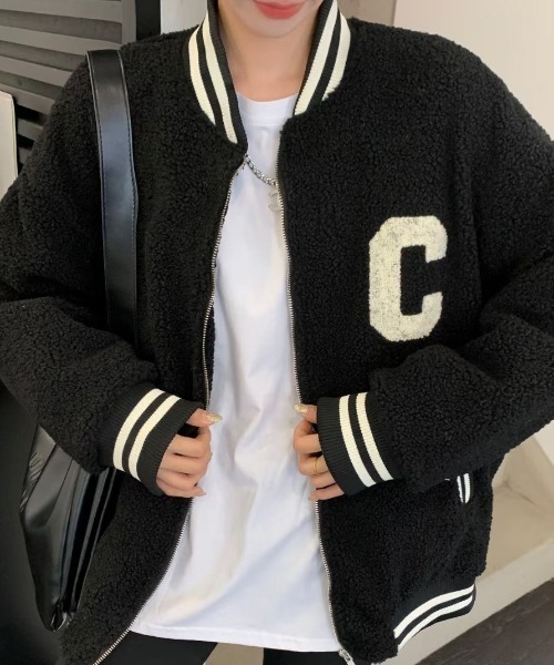 【セール】キルディング裏地付きボアブルゾン/ワンポイントボアジャケット/コート（ブルゾン）｜DIAVEL（ディアベル）