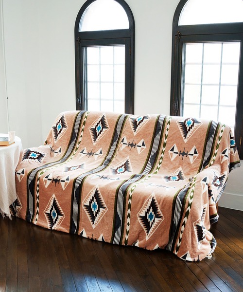 チャイハネ(チャイハネ)の「【チャイハネ】NOMADY ノマディブランケットMEGA(ブランケット・レディース・ナチュラル/ターコイズブルー/ブラック/カーキ/サンドベージュ/スカイブルー・FREE)」の2枚目の写真