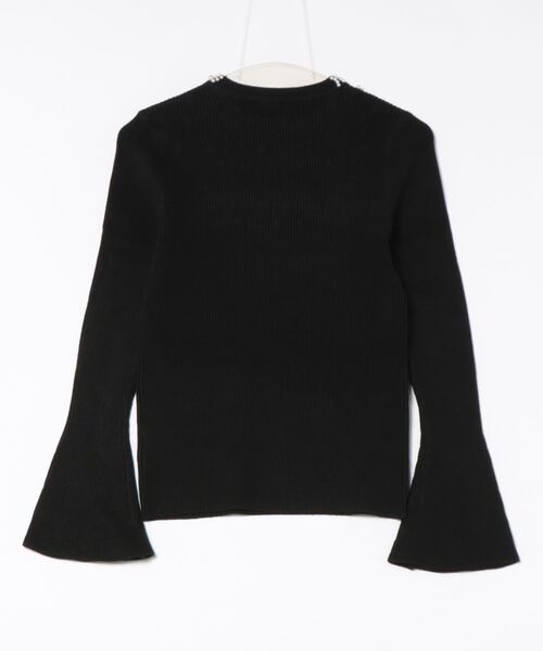 トッコクローゼット tocco closet パール付きフレアスリーブリブニットプルオーバー パール付きフレアスリーブリブニットプルオーバー