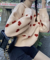 IRADOWL（アイラドール）の「ミニハート柄ニットトップス