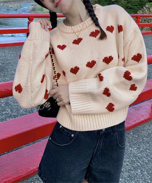 IRADOWL（アイラドール）の「ミニハート柄ニットトップス（ニット