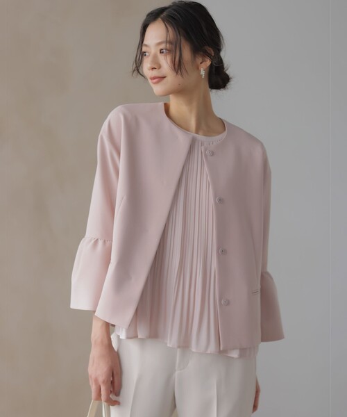 コンフォータブルドレープ フレアスリーブジャケット（ノーカラー