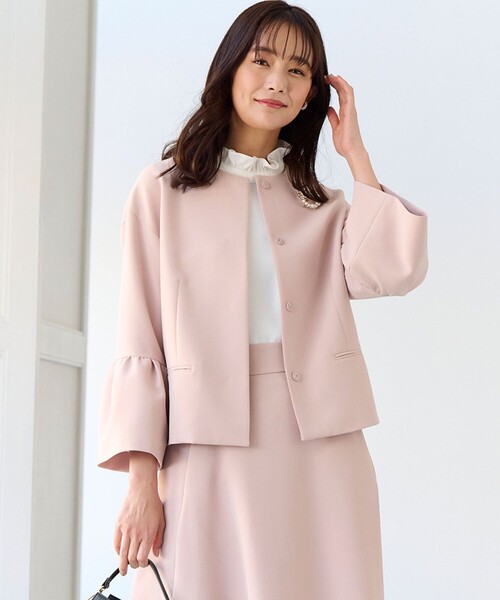 コンフォータブルドレープ フレアスリーブジャケット（ノーカラー