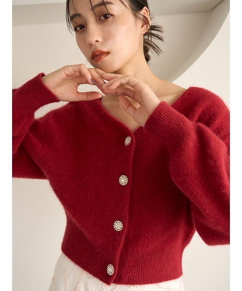 SNIDEL（スナイデル）の「ビジュー釦フォックスカーディガン