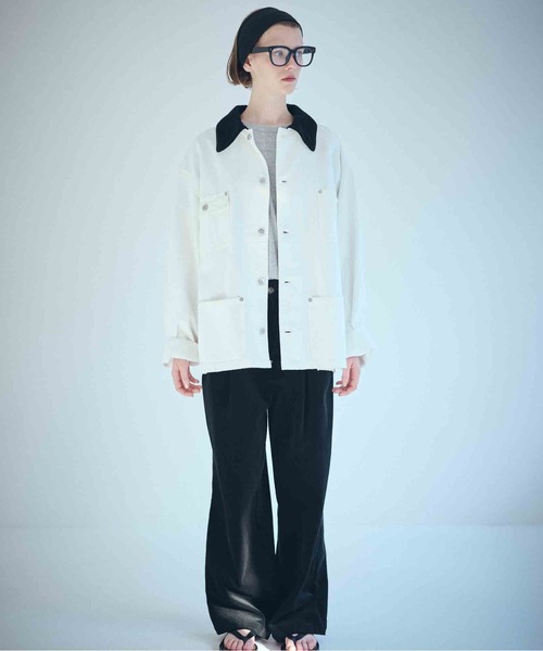 SEA(シー)の「VINTAGE オーバーセルヴィッチデニムカバーオール(テーラードジャケット・レディース・ホワイト/ブラック・ONE SIZE)」の8枚目の写真