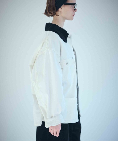 SEA(シー)の「VINTAGE オーバーセルヴィッチデニムカバーオール(テーラードジャケット・レディース・ホワイト/ブラック・ONE SIZE)」の9枚目の写真