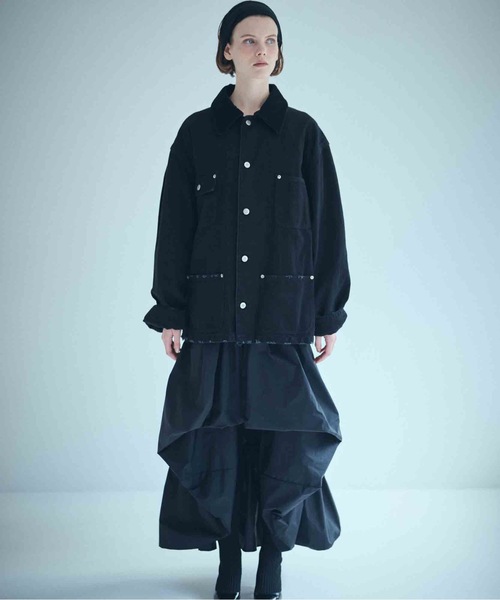 SEA(シー)の「VINTAGE オーバーセルヴィッチデニムカバーオール(テーラードジャケット・レディース・ホワイト/ブラック・ONE SIZE)」の12枚目の写真