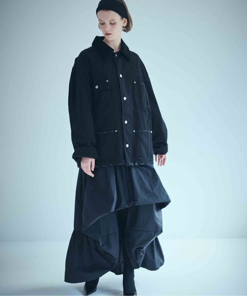 SEA(シー)の「VINTAGE オーバーセルヴィッチデニムカバーオール(テーラードジャケット・レディース・ホワイト/ブラック・ONE SIZE)」の13枚目の写真