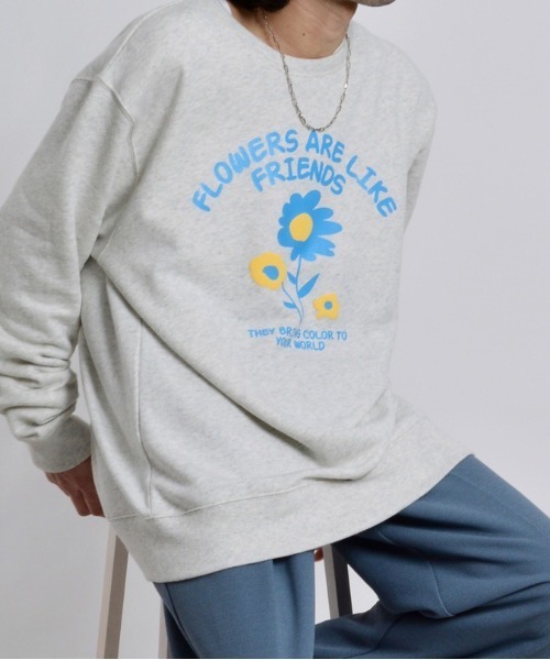 MODISH GAZE(モディシュガゼ)の「【MODISH GAZE】発泡フラワー裏毛スウェット(CP)(スウェット・メンズ・ネイビー/オートミール/ブラック・X-LARGE/LARGE/MEDIUM)」の2枚目の写真