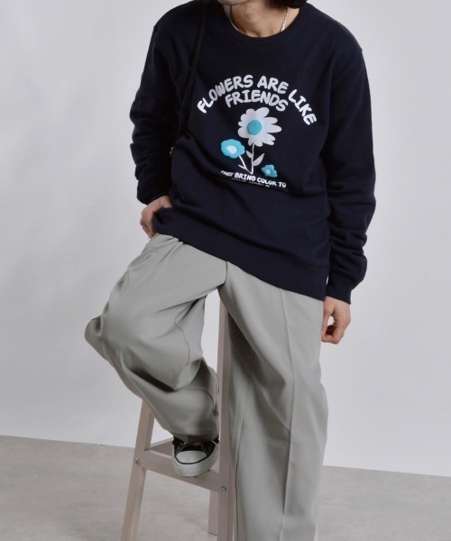 MODISH GAZE(モディシュガゼ)の「【MODISH GAZE】発泡フラワー裏毛スウェット(CP)(スウェット・メンズ・ネイビー/オートミール/ブラック・X-LARGE/LARGE/MEDIUM)」の6枚目の写真