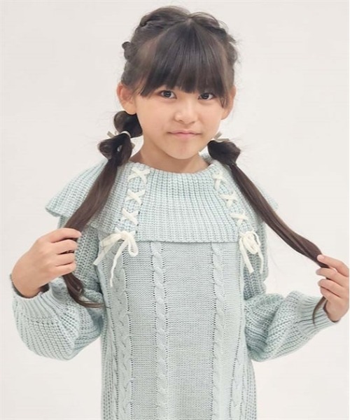 axes femme(アクシーズファム)の「W編み上げニットワンピース(ワンピース・キッズ・ラベンダー/ミント・MEDIUM/LARGE/X-LARGE)」の11枚目の写真