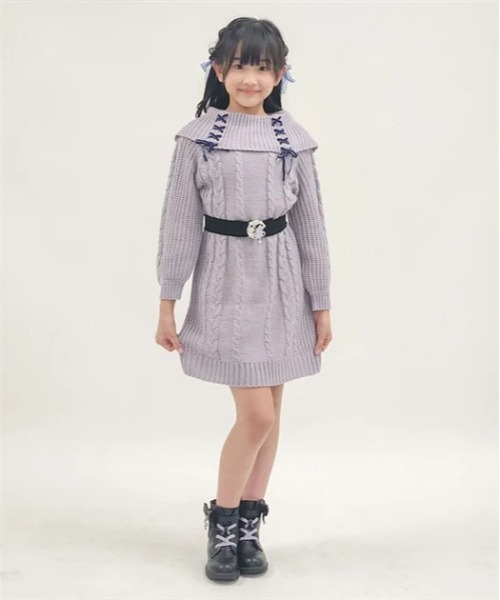 axes femme(アクシーズファム)の「W編み上げニットワンピース(ワンピース・キッズ・ラベンダー/ミント・MEDIUM/LARGE/X-LARGE)」の17枚目の写真