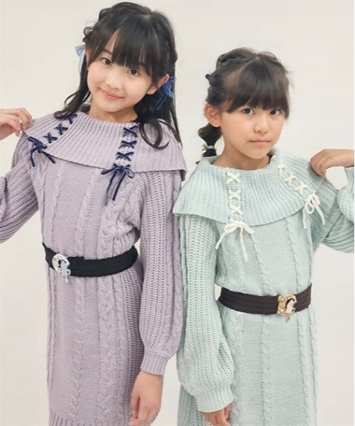 axes femme(アクシーズファム)の「W編み上げニットワンピース(ワンピース・キッズ・ラベンダー/ミント・MEDIUM/LARGE/X-LARGE)」の18枚目の写真