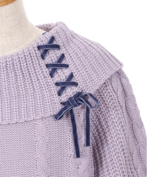 axes femme(アクシーズファム)の「W編み上げニットワンピース(ワンピース・キッズ・ラベンダー/ミント・MEDIUM/LARGE/X-LARGE)」の4枚目の写真