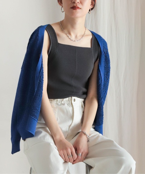 NOMBRE IMPAIR（ノンブルアンペール）の「ハイツイストコットン　2WAYニットキャミ（ニット/セーター・レディース・グレイッシュベージュ/カーキ/チャコールグレー/ホワイト・FREE）」の6枚目の写真