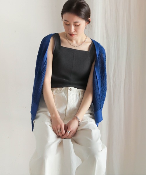 NOMBRE IMPAIR（ノンブルアンペール）の「ハイツイストコットン　2WAYニットキャミ（ニット/セーター・レディース・グレイッシュベージュ/カーキ/チャコールグレー/ホワイト・FREE）」の5枚目の写真