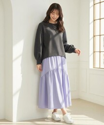 【洗える・2SET】ダンボール プルオーバー×ギャザー スカート