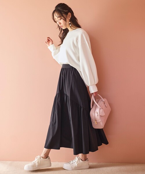 ANY SIS(エニィスィス)の「【洗える・2SET】ダンボール プルオーバー×ギャザー スカート(セットアップ・レディース・アイボリー系/グレー系・1/3/2)」の9枚目の写真