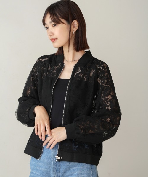 Bou Jeloud（ブージュルード）の「シアーレースブルゾン（シャツ/ブラウス・レディース・ブラック/ホワイト・38）」の2枚目の写真