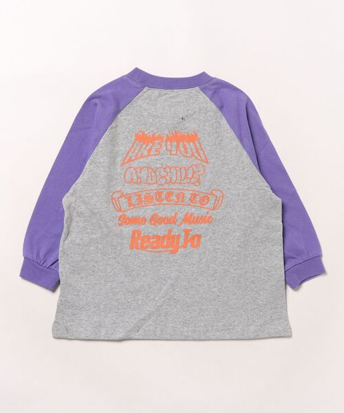 Life Support Products(ライフサポートプロダクツ)の「前後プリントラグランロンT(Tシャツ/カットソー・キッズ・チャコール/モスグリーン/オフホワイト/杢グレー・80/90/95/100/110/120/130/140/150)」の7枚目の写真