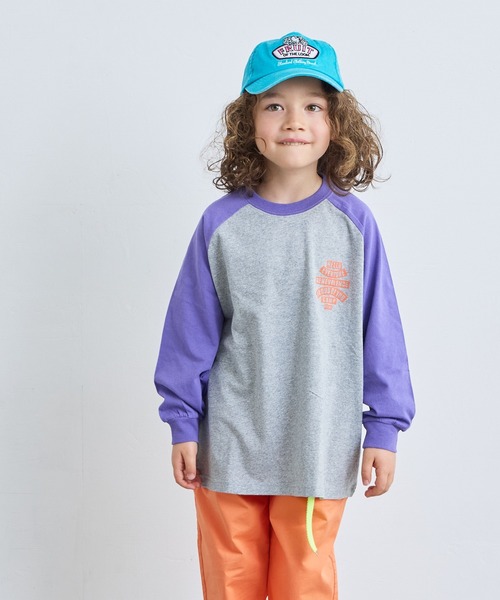 Life Support Products(ライフサポートプロダクツ)の「前後プリントラグランロンT(Tシャツ/カットソー・キッズ・チャコール/モスグリーン/オフホワイト/杢グレー・80/90/95/100/110/120/130/140/150)」の2枚目の写真