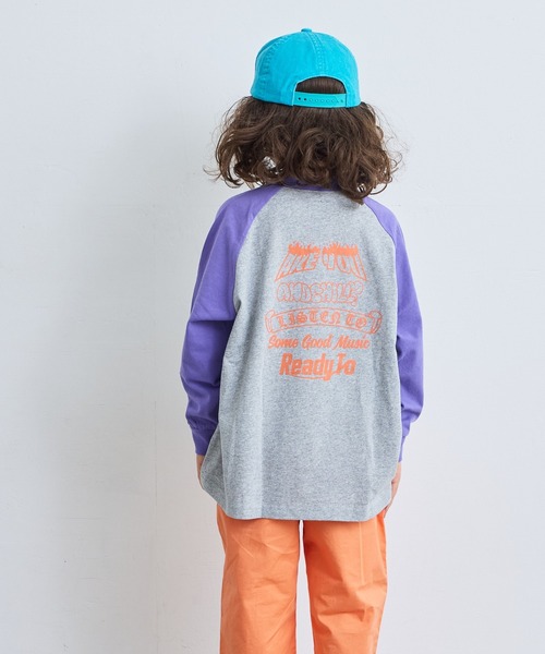 Life Support Products(ライフサポートプロダクツ)の「前後プリントラグランロンT(Tシャツ/カットソー・キッズ・チャコール/モスグリーン/オフホワイト/杢グレー・80/90/95/100/110/120/130/140/150)」の13枚目の写真