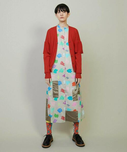 FRAPBOIS（フラボア）の「フリルリブカーデカーディガン（カーディガン/ボレロ・レディース・レッド/ネイビー・1）」の9枚目の写真