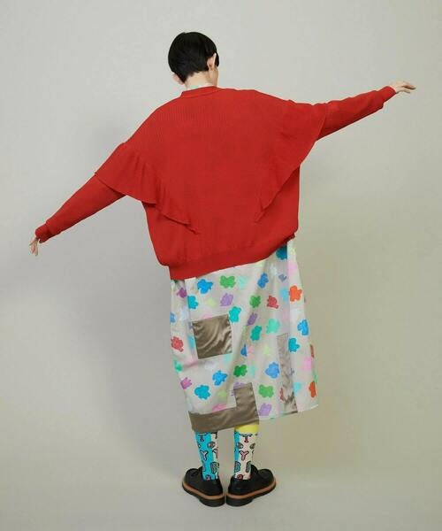 FRAPBOIS（フラボア）の「フリルリブカーデカーディガン（カーディガン/ボレロ・レディース・レッド/ネイビー・1）」の10枚目の写真