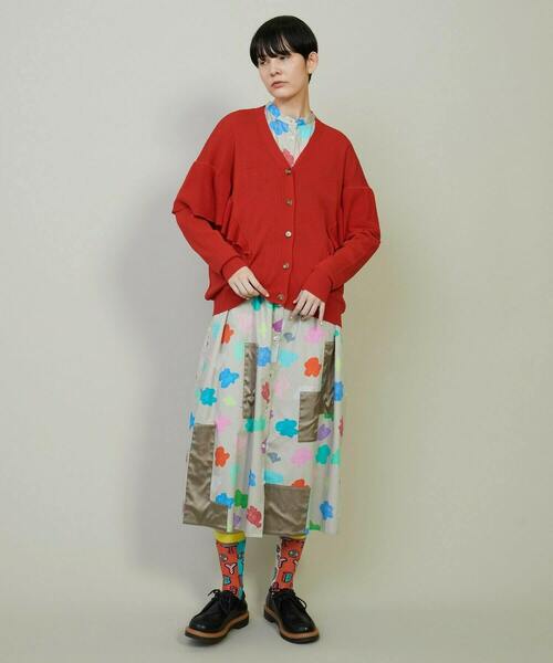 FRAPBOIS（フラボア）の「フリルリブカーデカーディガン（カーディガン/ボレロ・レディース・レッド/ネイビー・1）」の11枚目の写真