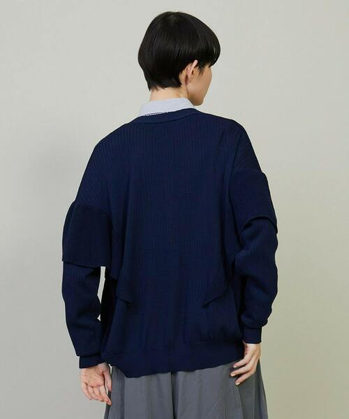 FRAPBOIS（フラボア）の「フリルリブカーデカーディガン（カーディガン/ボレロ・レディース・レッド/ネイビー・1）」の13枚目の写真