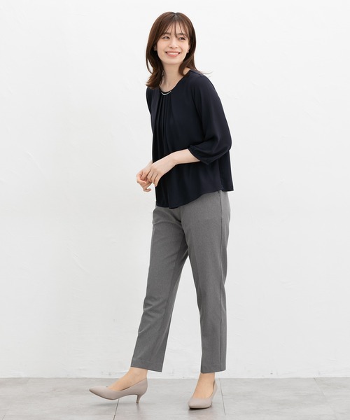 Honeys(ハニーズ)の「アクセ付7分袖ブラウス(シャツ/ブラウス・レディース・サックスブルー系/ホワイト×ブラック/オレンジ系その他/ネイビー/ホワイト・LL/S/M/L)」の9枚目の写真