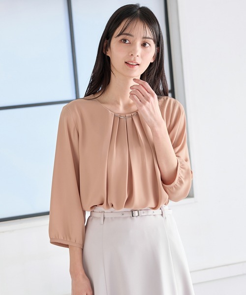 Honeys(ハニーズ)の「アクセ付7分袖ブラウス(シャツ/ブラウス・レディース・サックスブルー系/ホワイト×ブラック/オレンジ系その他/ネイビー/ホワイト・LL/S/M/L)」の16枚目の写真