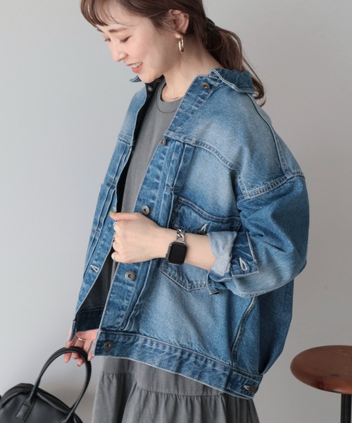 AMERICAN HOLIC（アメリカンホリック）の「オーバーサイズデニムジャケット（デニムジャケット・レディース・インディゴブルー/オフホワイト・L/M）」の17枚目の写真