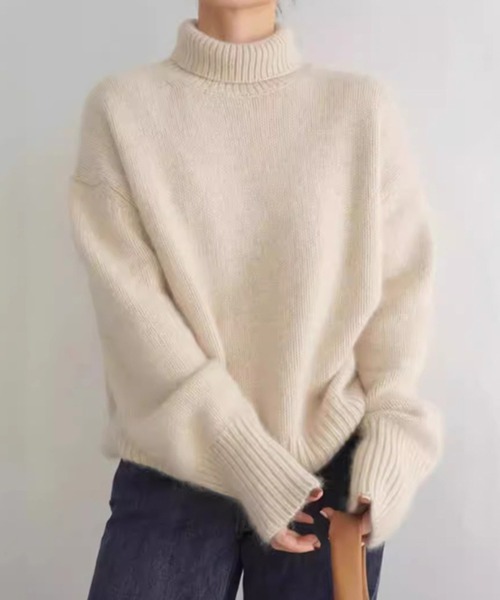 STYLEBLOCK（スタイルブロック）の「タートルネックニット（ニット/セーター・レディース・キャメル/オフホワイト/ネイビー/ブラウン系その他/レッド/グレー/ベージュ系その他・M/XL）」の4枚目の写真