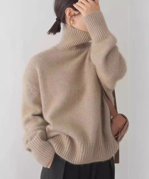 STYLEBLOCK（スタイルブロック）の「タートルネックニット（ニット/セーター・レディース・キャメル/オフホワイト/ネイビー/ブラウン系その他/レッド/グレー/ベージュ系その他・M/XL）」の6枚目の写真