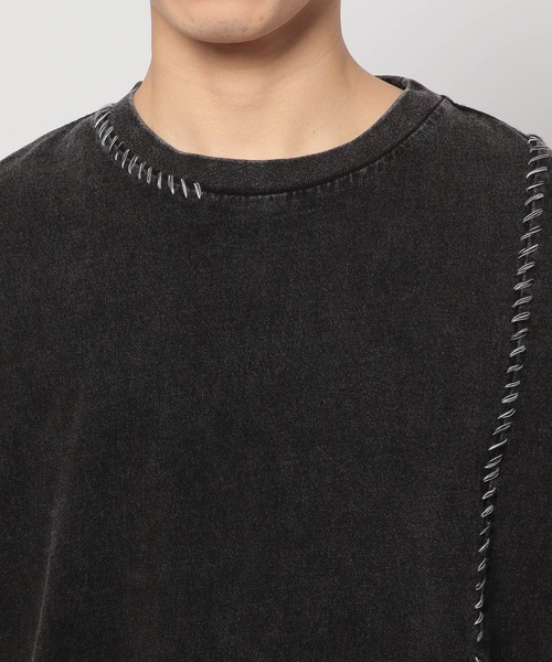 niko and...(ニコアンド)の「ウォッシュドステッチTシャツ(Tシャツ/カットソー・メンズ・オレンジ/ブラック/オフホワイト/ブルー・MEDIUM/LARGE)」の7枚目の写真