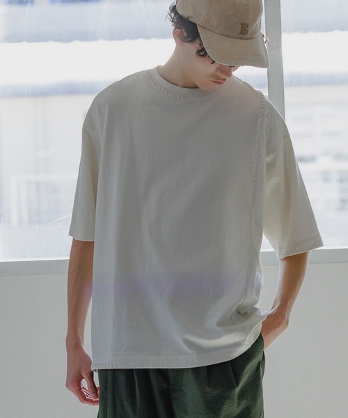 niko and...(ニコアンド)の「ウォッシュドステッチTシャツ(Tシャツ/カットソー・メンズ・オレンジ/ブラック/オフホワイト/ブルー・MEDIUM/LARGE)」の19枚目の写真