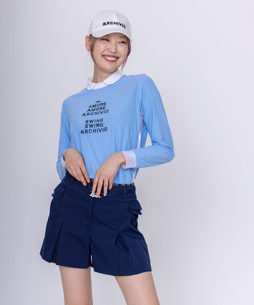 archivio(アルチビオ)の「<LADIES>UV速乾オーロラ切替プルオーバー(Tシャツ/カットソー・レディース・ピンク/ホワイト/ネイビー/ライトブルー・S/M/L)」の6枚目の写真