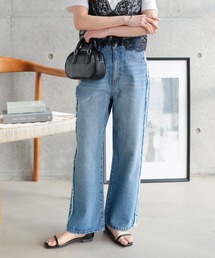 Petitle | [ 低身長向けサイズ ] サイドフリンジラインデニムパンツ(デニムパンツ)