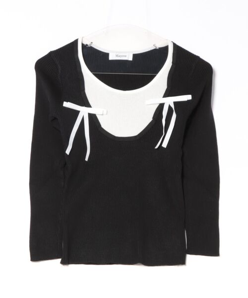 Mayree(メイリー)の「【Mayree】レイヤード風 デザイン リボン カットソー(Tシャツ/カットソー・レディース・ブラック/ピンク/ブルー・FREE)」の13枚目の写真