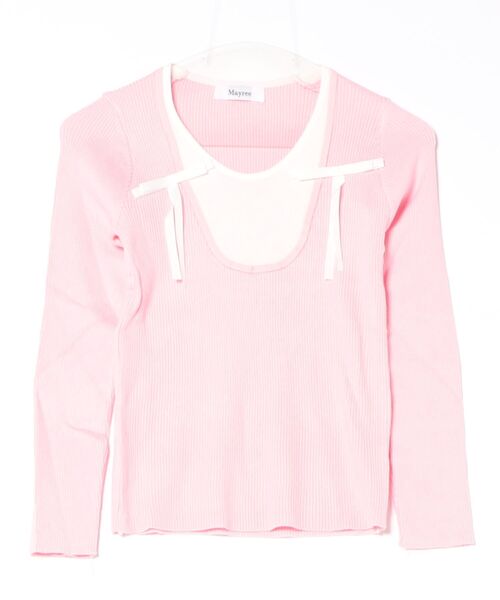 Mayree(メイリー)の「【Mayree】レイヤード風 デザイン リボン カットソー(Tシャツ/カットソー・レディース・ブラック/ピンク/ブルー・FREE)」の16枚目の写真