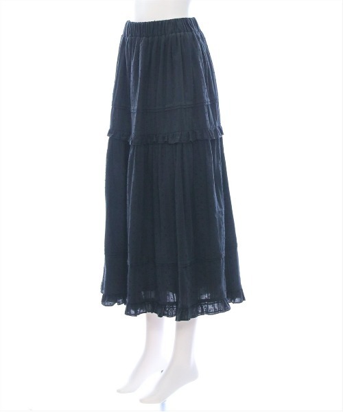 clear（クリア）の「【低身長サイズ有】ドットフリルロングスカート[夏 コットン レース]≪SS新作≫（スカート・レディース・ブラック/オフホワイト・F/XS）」の5枚目の写真